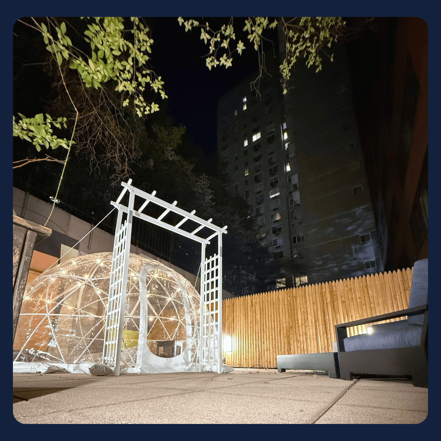 Private igloo dome rental set up for a Long Island backyard party